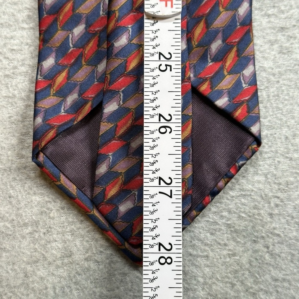 Vintage Sheaf & Caber 100% Silk Men's Tie Red Blue Made in USA w/ Italian Fabric - Picture 5 of 6